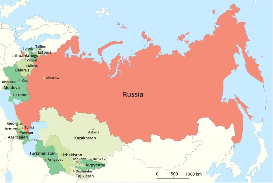 Карта СССР на английском языке