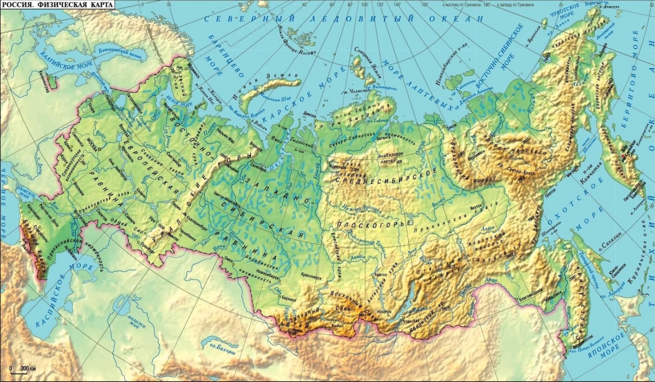 Географическая карта России
