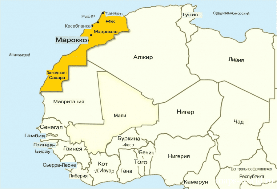 Марокко на карте Африки