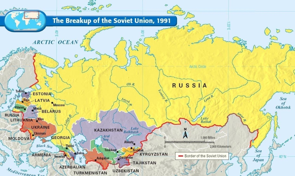 Карта границы СССР 1991 год